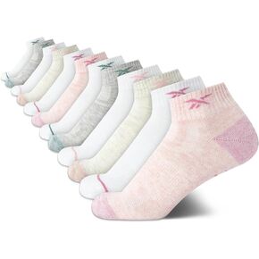 Reebok Women's Socks - 12 Pack Quarter Cut Performance Arch Support Ankle Socks - Athletic Socks for Women (Sizes: 4-10), Size 4-10, Pure Black