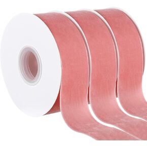Crowye 3 Rolls Christmas Vintage Velvet Ribbon Satin Velvet Ribbon with Solid Color for Christmas Tree Outdoor Wedding Ornaments Gift Wrapping DIY Crafts(Dusty Rose, 2 1/2 Inch x 5 Yard)
