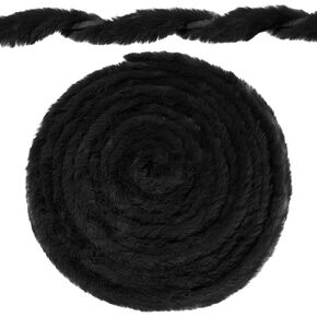 Christmas Faux Fur Ribbon Decoration, Winter Holiday Garland Christmas Tree Bow Costume Party Supplies (White, 2 inch x 50 inch) (Black, 100inch)