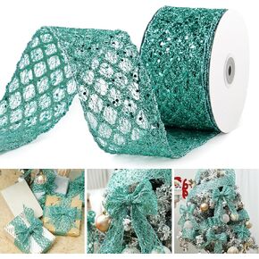 Mayreel Burgundy Glitter Diamond Mesh Wired Ribbon 2.5 Inch, Maroon Christmas Tree Ribbon Wired for Gift Wrapping, Crafts, Making Bows, Wreaths, Garland, Tree Topper, Holiday Decor,Halloween,10 Yards