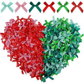 Syhood 300 Pcs Christmas Mini Bows Small Crafts Bows Tiny Ribbon Bows Little Bows Christmas Embellishments for Crafts Wedding Birthday Party Decoration(Fresh Colors)