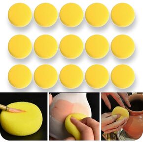 25Pcs Pottery Sponges 3inch, Painting Sponges, Pottery Sponges for Clay, Clay Sponge, Round Sponge, Clay sponges for Pottery, Paint sponges for Acrylic Painting, Artist Sponges