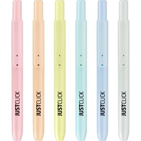carrotez Retractable Highlighters Assorted Colors, Multi Color Mild Pastel Highlighters, Click Highlighter Markers, Chisel Tip, Pack of 6
