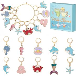 SUNNYCLUE 1 Box 20Pcs Crochet Stitch Markers Cute Ocean Animal Enamel Charms Knitting Stitch Marker Leverback Yarn Stitch Markers Crochet Knitting Counter for Knitting Crocheting Weaving Crafting