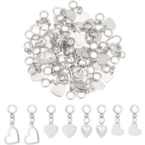 UNICRAFTALE 40pcs Heart Stitch Markers Charm Stainless Steel Stitch Marker Dangle Heart Charms Large Hole Pendant for Locking Knitting Weaving Sewing Accessories Handmade Jewelry
