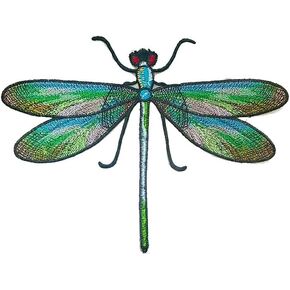 Green Dragonfly Delicate Embroidered Patches, Iron On Patches, Sew On Applique Patch,Applique Big Dragonfly Clothes Patch, Dragonfly Clothes Patch