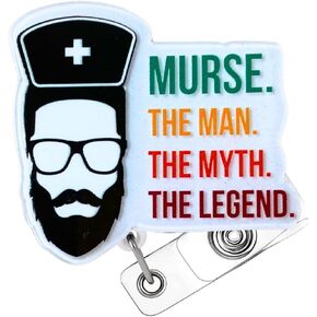 Murse Badge Reel Male Men Nurse Badge Reel ID Retractable Holder Alligator Clip Lanyard Nursing Nurses Reels Gift Funny Doctor Students Graduation Appreciation Supplies Week Accessories Office Gifts