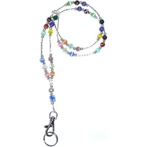 Hidden Hollow Beads Women's Beaded Breakaway Lanyard 34 Inches, SUPER SLIM Multi, Teacher ID Badge Holder Keys Cruise Phone
