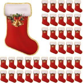 40pcs Christmas Stocking Cutouts, Coated Paper Christmas Classroom Decoration Christmas Bulletin Board Cut Outs with Glue Point Dots Christmas Cutouts for Classroom Office Home Decoration