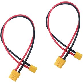 Male Ultra Deans T Plug XT30 XT60 XT90 Connector to Female XT60 Plug with 14awg 30cm 300mm 11.8inch RC Lipo Battery Connectors Converter Adapter 2PCS (RCXT60F-TM CL)