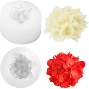 2 PCS Hydrangea Flower Candle Mold Flower Resin Mold Hydrangea Flower Soap Mold Chocolate Candy Cake Decorating Mould for Handmade Soap Lotion Wax Casting Crayon Cake Ice Cream Clay Cake Decorating