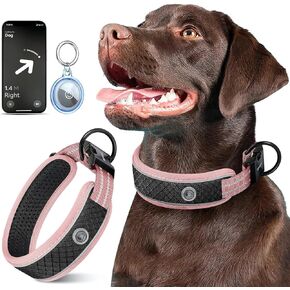 Reflective Dog Collar- Premium Airtag Dog Collar Holder, Durable Metal Buckle Ultra Soft Air Mesh Padded for Large Medium and Small Dogs