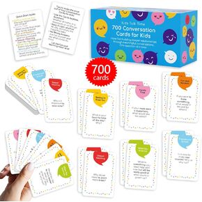 700 Conversation Cards for Kids, Fun Kids Conversation Starter Cards for Kids, Teens, Family Night, Dinner, Play Conversation Games, Color-Coded Across 6 Topics, Take Anywhere - TalkWise