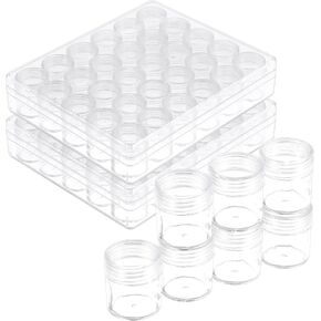 2 X 30 PCS Bead Storage Container, Embroidery Diamond Storage Organizer Box, Clear Painting Jewelry Earring Sewing Nail Storage Jars with Screw Lid for Painting, DIY (1.85 x 1 inch)