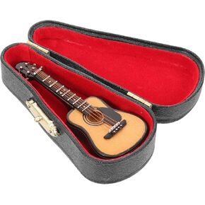 SUPVOX Fake Guitar Miniature Wooden Guitar Model 1:12 8cm Dollhouse Mini Musical Instrument Bass Guitar with Stand and Case Instrument Replica Classical Dolls for Dollhouse Furniture