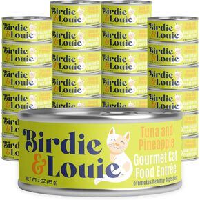 Birdie & Louie Tuna and Pineapple Wet Cat Food Gourmet Entrees, Flakes in Broth, 3 Oz (24 Cans)