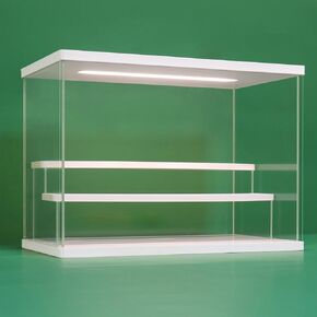 NONEMEY Clear Acrylic Display Case with Light ,3/4/5/6 Tier Multiple Color Lights via Remote Control Dustproof Display Box for Collectibles Figures Mini Toys (4Tier 12.4*9.6*10.4inch)