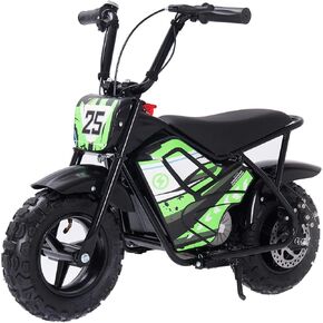 Electric Dirt Bike for Kids- 500W Peak Motor, 24V 9AH Battery, Up to 12MPH & 12 Miles Range, Max Load 100 LBS, Off-Road Tire, 2-Speed Electric Motorcycle for Ages 3-11,Green