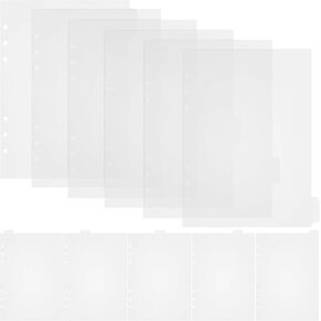 Lurrose A5 Binder Dividers - 11pcs Clear Binder Dividers Sleeves - Planner Dividers for 6 Ring Binder Insertable Index Divider Organizer