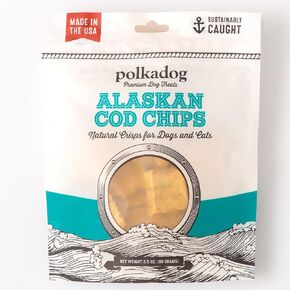 Polkadog Crunchy Alaskan Cod Chip Dog Treats – 100% Wild-Caught Fish Treat for Dogs, Cats – All-Natural, Grain-Free, Gluten-Free Pet Chips – Single Ingredient Snacks – 3.5 oz.