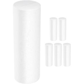 Homoyoyo 6Pcs White Foam Columns 8 inch Foam Cylinders Polystyrene Foam Rods Foam Cake for Christmas DIY Craft Modeling Decorating Carving Painting