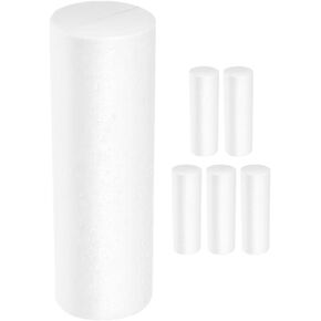 Homoyoyo 6Pcs White Foam Columns 5 inch Foam Cylinders Polystyrene Foam Rods Foam Cake for Christmas DIY Craft Modeling Decorating Carving Painting