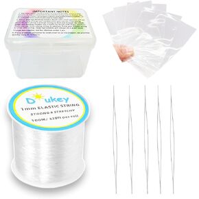 Doukey Clear Elastic String 1mm Elastic Cord Stretchy Bracelet String Clear Elastic Thread for Bracelet Stretchy Bead Cord Beading Cords Strong Elastic Bead String 1 Pack (100M)