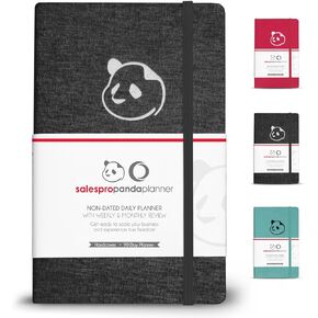 مخطط الباندا مخطط Salespro اليومي غير المؤرخ مع تخطيطات يومية أسبوعية وشهرية - مجلة المبيعات والإنتاجية لمدة 90 يومًا لتحديد الأهداف وتتبعها - غطاء من القماش الناعم مقاس 5.75 بوصة × 8.25 بوصة (أسود) in Kuwait