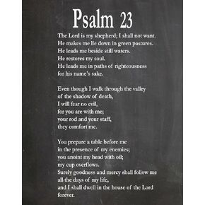 Psalm 23 Psalm 23 Print Psalm 23 Poster Bible Poster bible Print Bible Decor Bible Quote Psalm Quote Book of Psalms Bible Wall Art Christian (8 x 10, Chalkboard Black)