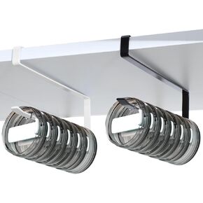 MAGICLULU 2pcs Iron Tumbler Lid Organizer No Drilling Tumbler Lid Storage Hook Horizontal Cup Lid Holders Hanging Tumbler Lid Storage Hook for Kitchen Cabinet (White/Black) in Saudi Arabia