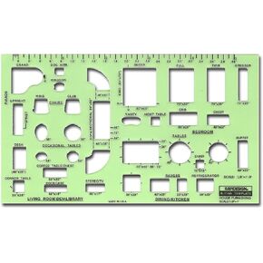 Rapid Designs R-714A House Furnishing Interior Design Drawing Template, 1/8" Scale