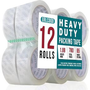 Clear Packing Tape, 12 Rolls Heavy Duty Packing Tape 1.88 Inches Wide 65 Yards Per Roll 780 Total Yards, Clear Tape is Ideal for Home Office and Transportation in Kuwait