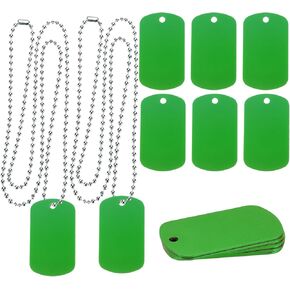 MECCANIXITY Metal Blank Tags Stamping, Aluminum Blank Tags, Dog DIY Engraving Blank Tags with Necklace Chain for Pet Dog ID Tags, Pendant Decoration, Craft Tags 5set (Yellow)