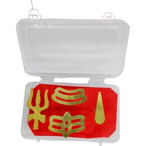 Brass Teeka Stamp Tilak Applicator Tools for Forehead & Face | 4 Pcs Stamps Mahadev Tripund Tilak | Shiv Symbol Pottu Hindu Puja Item Stamp