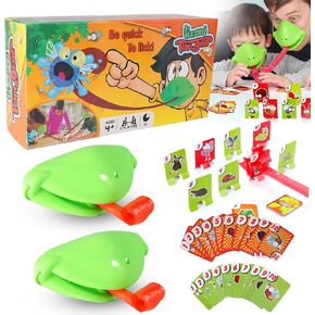 4PCS Frog Tongue Game, Lizard Tongue Game, Frog Mask with Blow Tongue, 2-4 Players Tongues Out Game, Frog Tongue Mask Game, Chameleon Game Frog Face Game, Frog Mask Game for Party Game (4 Players)