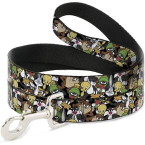 Dog Leash Looney Tunes 6 Character Stacked Collage4 4 Feet Long 1.0 Inch Wide