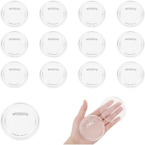 Clear Button Pins, 12Pcs Acrylic Button Pins Badge 3 Inches Blank Button Pins Make Your Own Buttons Badge Button Picture for Craft Supplies Christmas DIY Party Projects