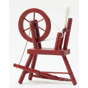 Dollhouse Miniature Spinning Wheel, Mahogany