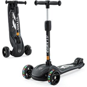 Kick Scooter Adjustable Height Adjustable Handlebar，Kids Scooter 3 Wheel with LED Lights，Suitable Kids Ages 2，Ages 6，Ages 8，Extra Wide Deck for Boys and Girls