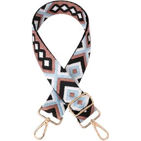 2Pcs 1.5 Inch Woven Adjustable Purse Strap Pink Green Wide Rhombus Print Bag Straps Printed Knit Replacement Polyester Belt Bulk for Guitar Camera Crossbody Tote Shoulder Bag Diy Accessories