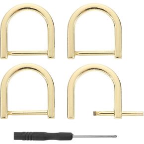 uxcell D-Rings Screw in Shackle, Zinc Alloy Horseshoe U Shape D Ring Buckle Purse DIY Leather Craft Keychain