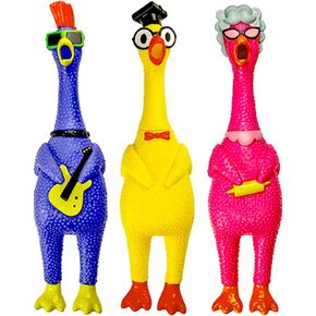 JA-RU Screaming Rubber Chicken Toy (3 Units Assorted) Squeaky Chicken Toys for Kids. Funny Noise Maker Prank & Gag Gifts. Novelty Toys & Amusements. Rubber Dog Toys. 1704-3p