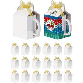 PYD Life 20 Pack 11 OZ Sublimation Mugs Blanks Gift Boxes Bulk Matte White 5.5" x 3.3" x 7.7" with Golden Ribbon for Heat Press Transfer
