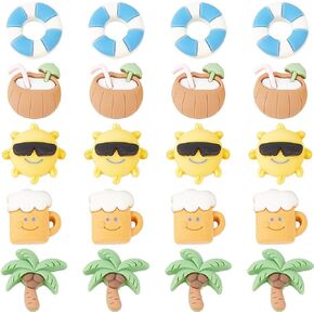 SUNNYCLUE 60Pcs Summer Resin Charms Beach Flat Back Charms Ocean Hawaii Cabochons Beach Flatbacks Charms Flatback Cabochons for Embellishments Headband Scrapbooking Cellphone Case DIY Craft Decor