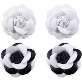 Leadigol 4pcs Faux Leather Rose Flower,Leather Flower Embellishment Heads Cloth Camellia Flower,for Shoes Hat Bag Decoration Hand Crafts Accessories