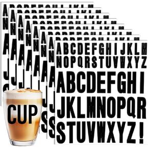 8 Sheets Self Adhesive Alphabet Stickers Vinyl Letter Stickers Waterproof Decals Stick on Letters DIY Mailbox Letters Sticker for Bulletin Board Window Door Sign Bike Laptop Scrapbook Water Bottle
