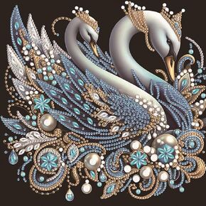 Anuver Diamond Painting Kits for Adults Swan, 5D Special Shape Crystal Rhinestones Diamond Painting for Beginners, Diamond Art Kits for Home Wall Decoration, 12×12 Inch