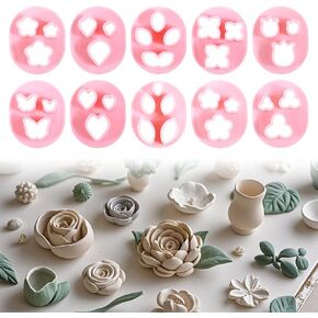 Polymer Clay Cutters, 10Pcs Small Flower Petal Polymer Clay Molds Mini Polymer Clay Tools Floral Leaf and Butterfly Micro Clay Cutters for Polymer Clay Earrings Jewelry Making DIY Craft