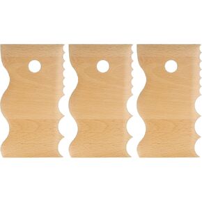 HARFINGTON 2pcs Pottery Ribs Trimming Tools Pottery Profile Rib Wooden Foot Shaper Various Wave Design Texture Rib Beech Wood for Carving Ceramics Clay