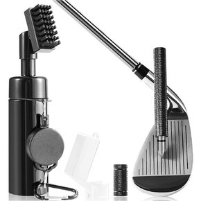 Wynaura Pro Golf Club Cleaner Brush with Golf Groove Sharpener Tool Suitable for U & V-Grooves 8 Inches Golf Water Brush with Retractable Clip Hold 5oz of Water Perfect Golf Accessories for Men/Women